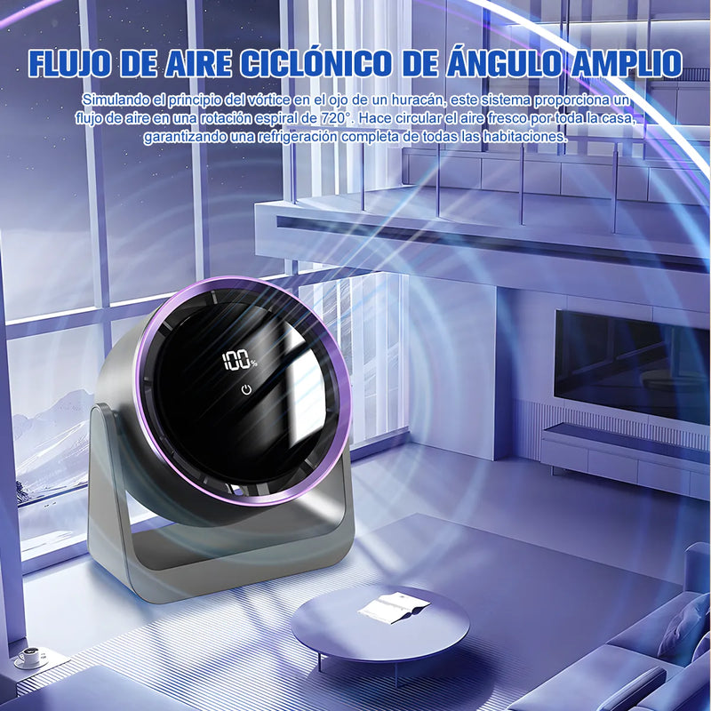 Ventilador de Escritorio USB Recargable 5 Velocidades con Luz LED