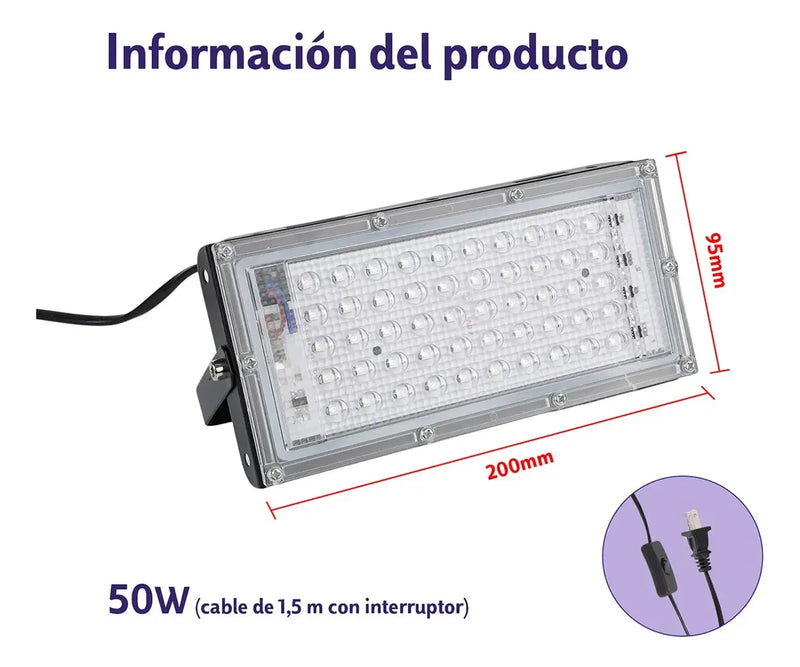 Kit 2 Reflectores LED UV 50W para Fiestas y Eventos