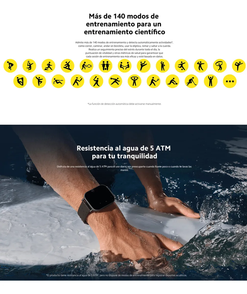 Reloj 5 Inteligente Pantalla 2.0” HD, Llamadas Nítidas, Batería 18 Días, Resistente al Impacto