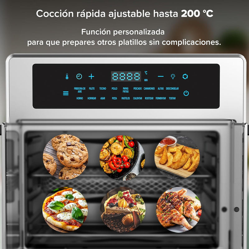 AVERA Freidora de Aire y Horno Eléctrico XL 25L con Puertas Francesas, Panel Digital 18 Funciones