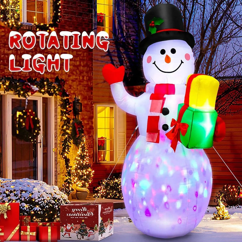 Muñeco de Nieve Inflable de Navidad con Luz LED, Decoración Navideña Exterior e Interior