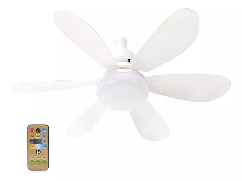 Ventilador de Techo con Lámpara 6 Aspas,  Silencioso con Control Remoto