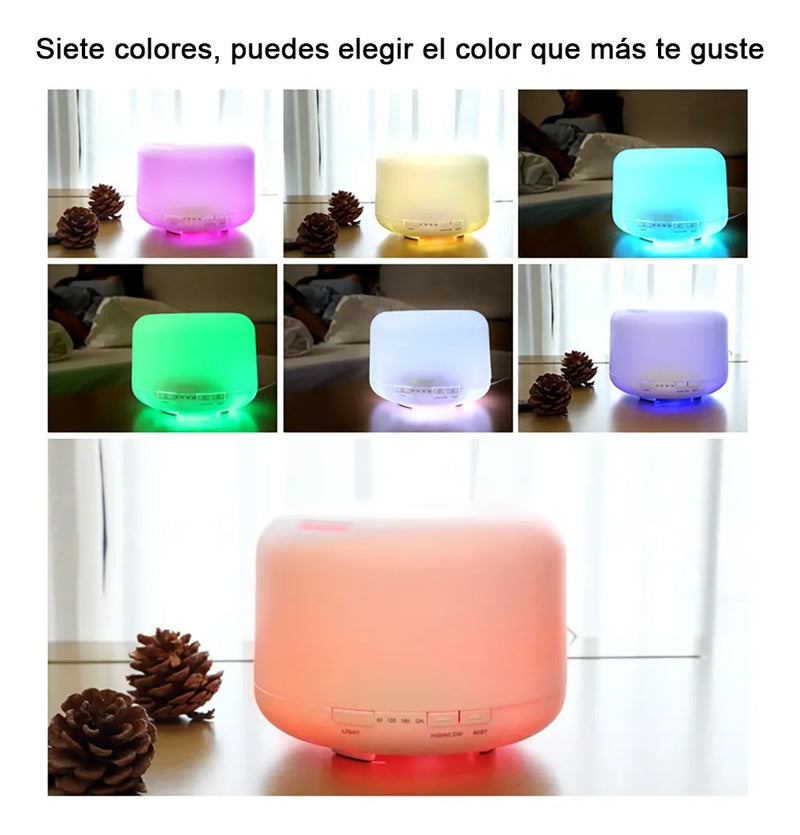 Difusor de Aroma Inteligente 500ml con Bluetooth, Humidificador Ultrasónico Blanco LED