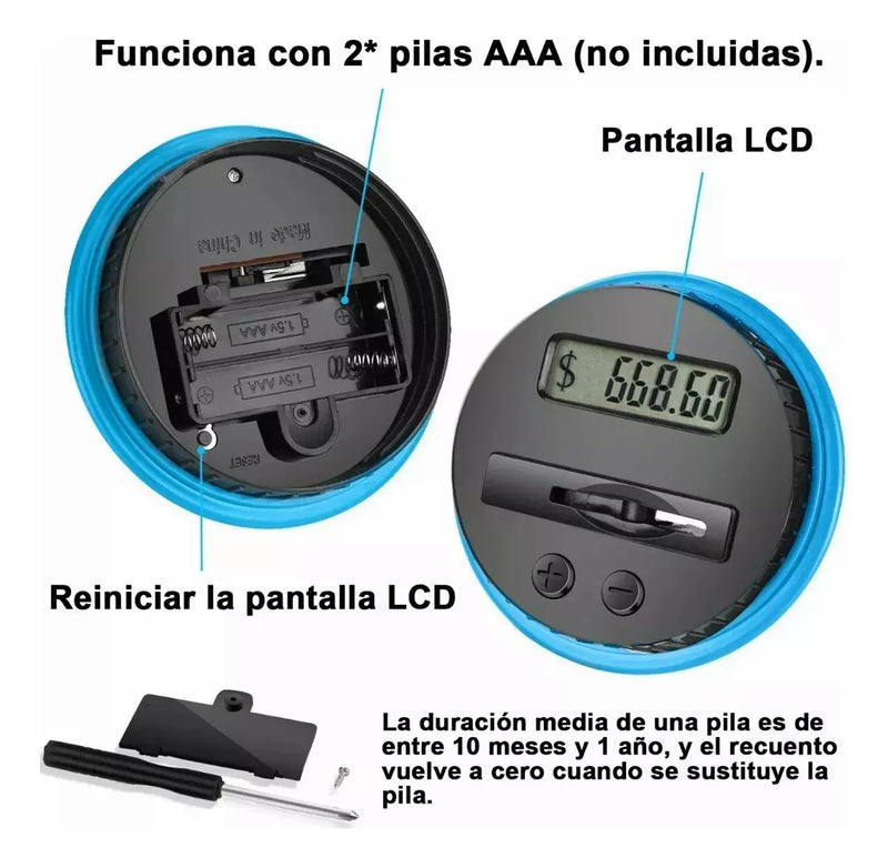 Alcancía Electrónica Digital LCD con Contador de Monedas Ahorradora Inteligente