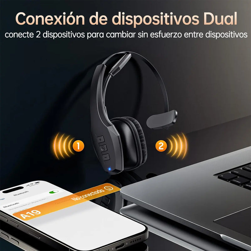 Audífonos Bluetooth de Diadema con Micrófono Tipo Call Center