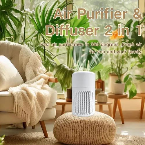 Purificador de Aire Compacto HEPA H13, 3 en 1 USB Tipo C, Silencioso 20dB