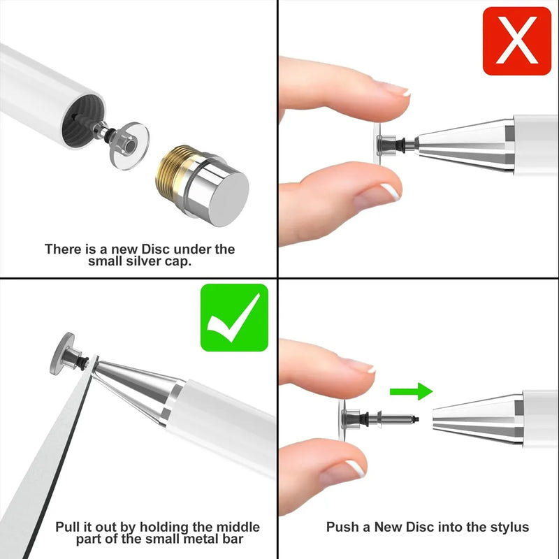Lápiz Táctil Óptico Universal Blanco, Pluma de Aluminio Compatible con Celulares y Ordenadores
