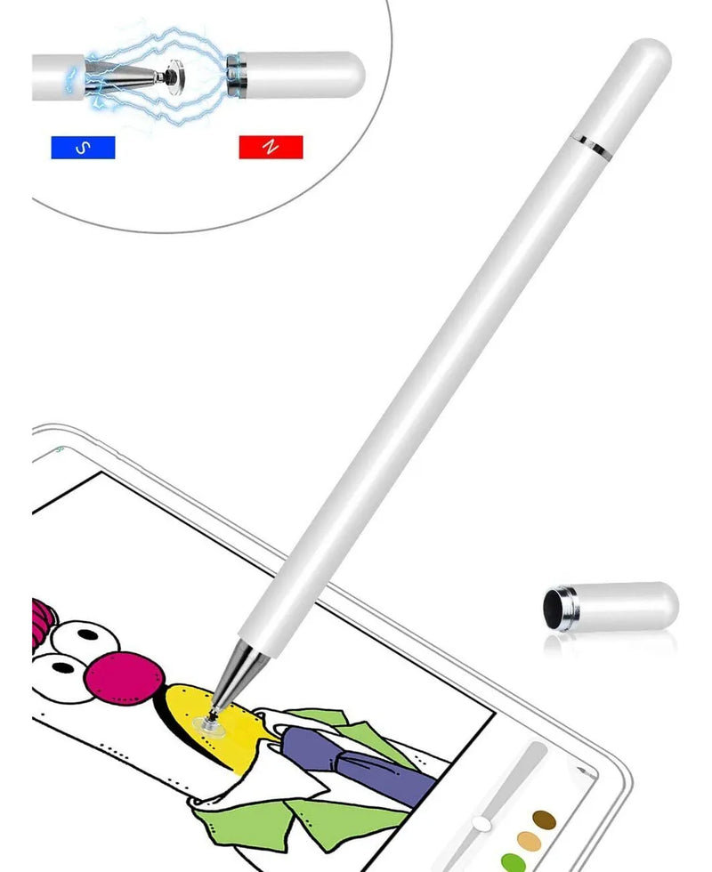 Lápiz Táctil Óptico Universal Blanco, Pluma de Aluminio Compatible con Celulares y Ordenadores