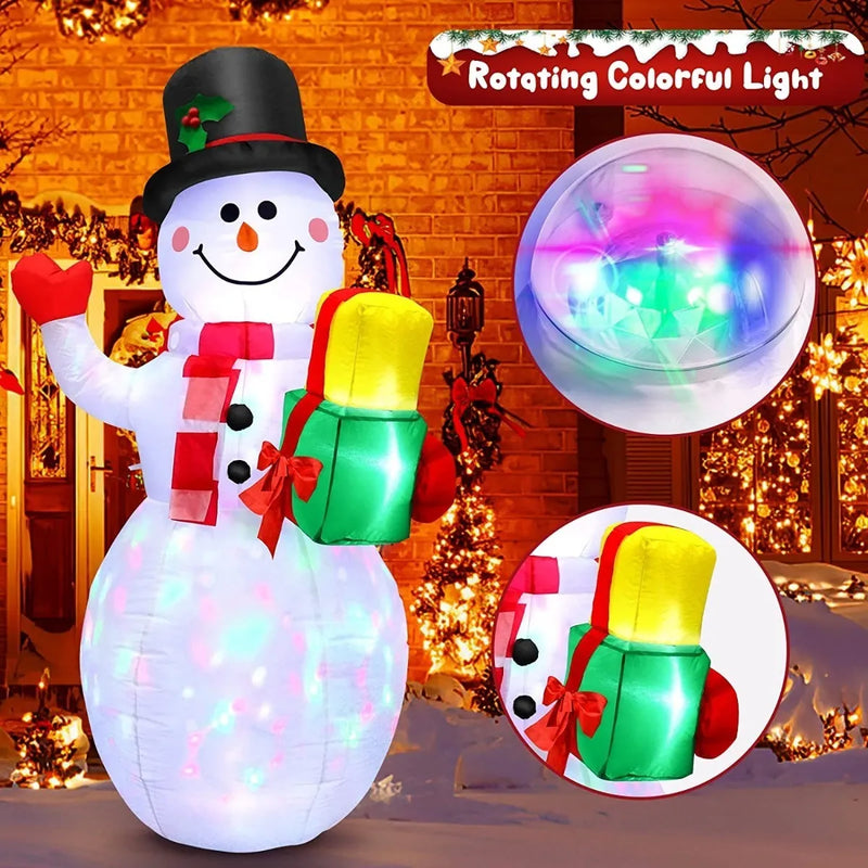 Muñeco de Nieve Inflable de Navidad con Luz LED, Decoración Navideña Exterior e Interior