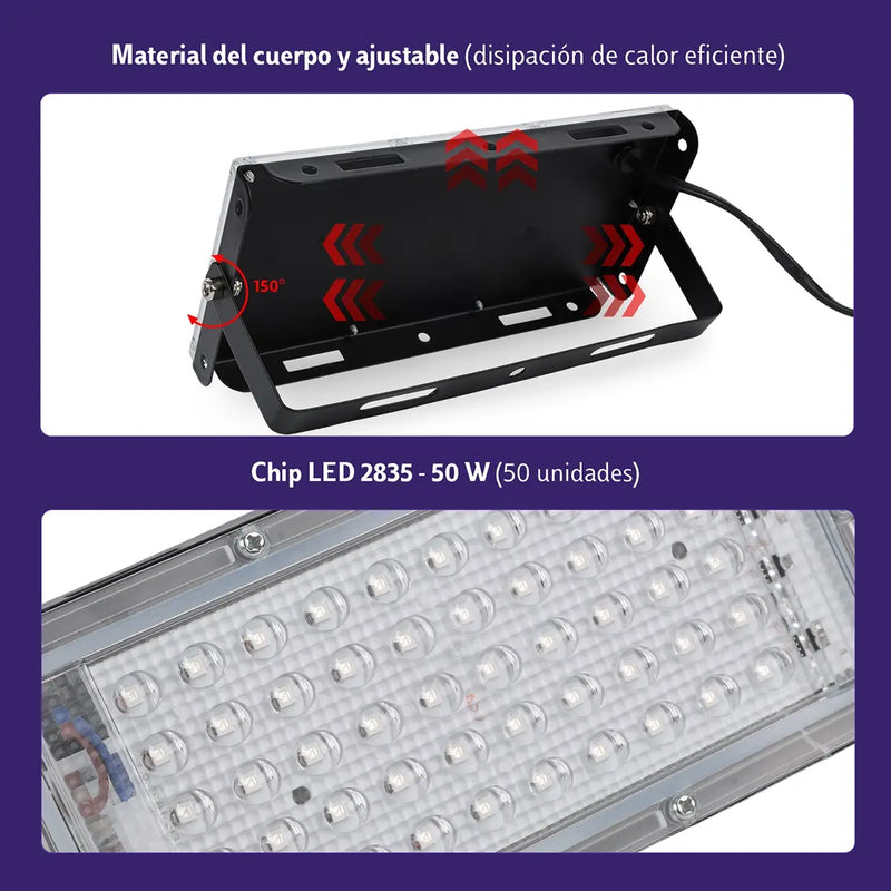 Kit 2 Reflectores LED UV 50W para Fiestas y Eventos