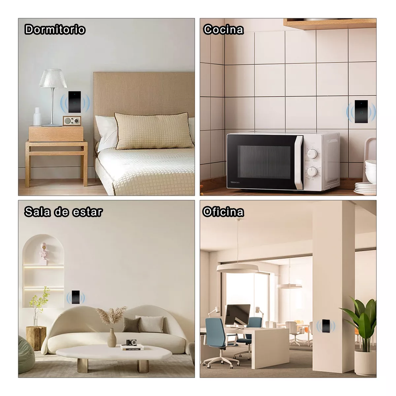 Interruptor Inteligente WiFi Táctil con Control por App y Voz, Vidrio Templado, Fácil Instalación