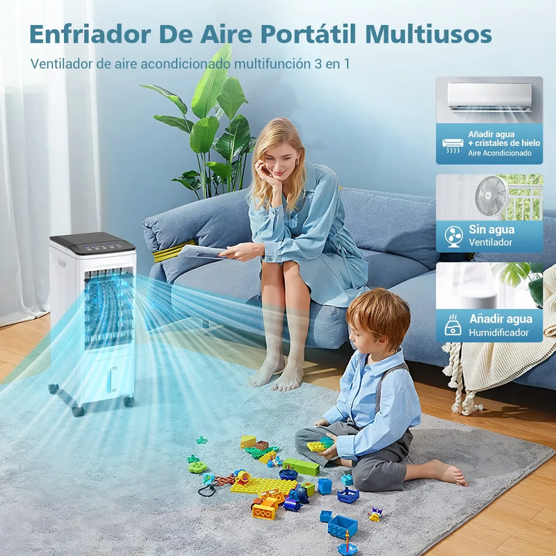 Enfriador De Aire Acondicionado Portátil Ventilador Frío 6L, 3 en 1