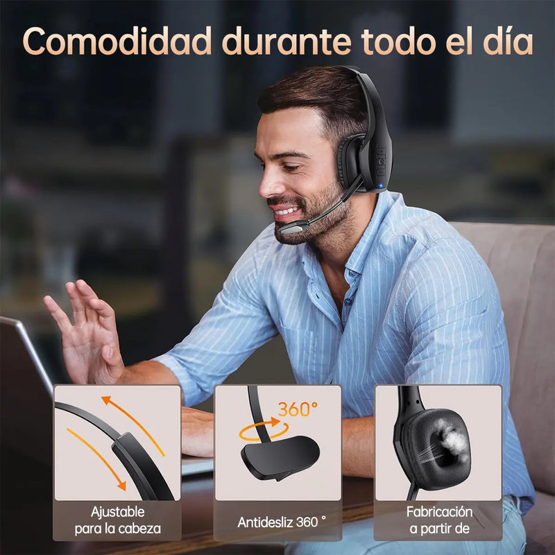 Audífonos Bluetooth de Diadema con Micrófono Tipo Call Center