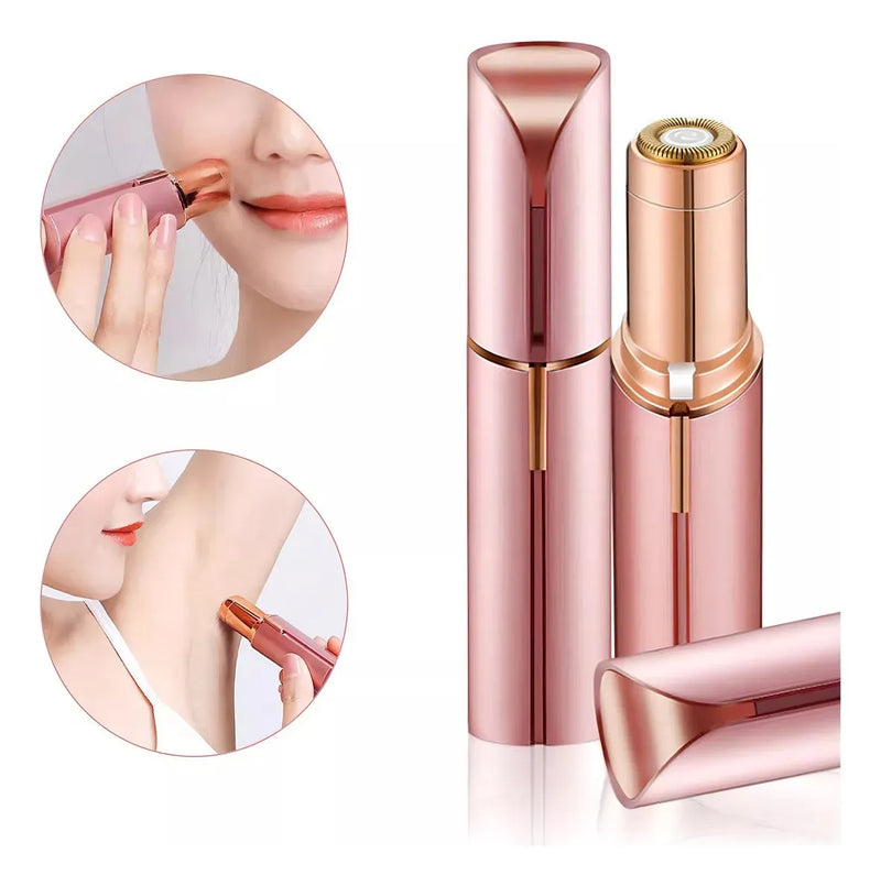 Depiladora Eléctrica Recargable para Mujer, Rasuradora Indolora Color Rosa Dorado