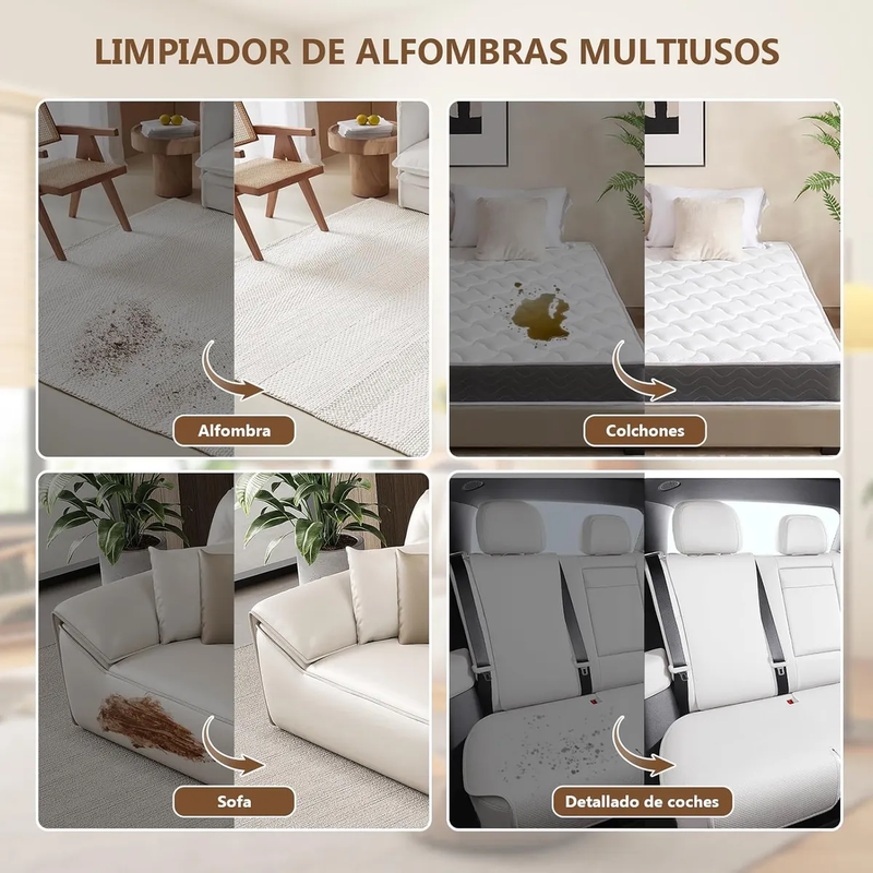 Aspiradora Extractora Profesional 16KPA para Alfombras y Tapicería, Tanques 1.8L + 1.3L