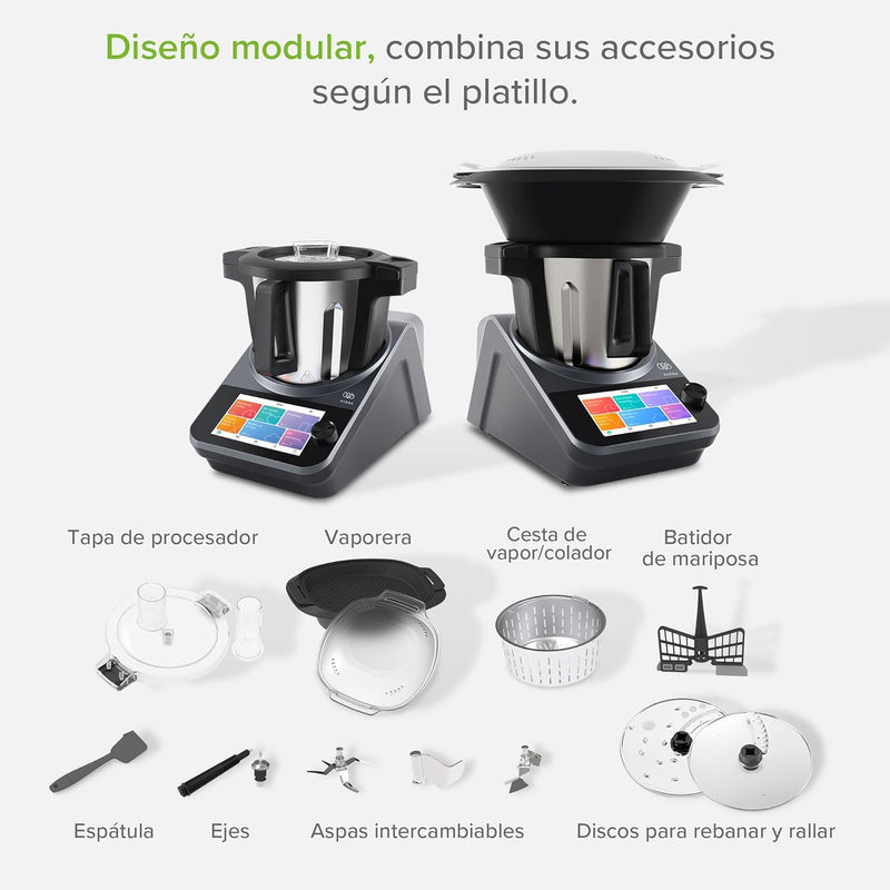 AVERA Chef Robot de Cocina Inteligente 4.7L, WiFi, Pantalla Táctil, 1850 Recetas, 19 Programas y 30 Funciones