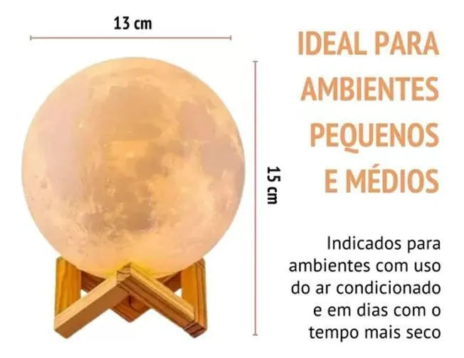 Ichido Humidificador Luna LED USB, Aromaterapia Silencioso con 3 Luces