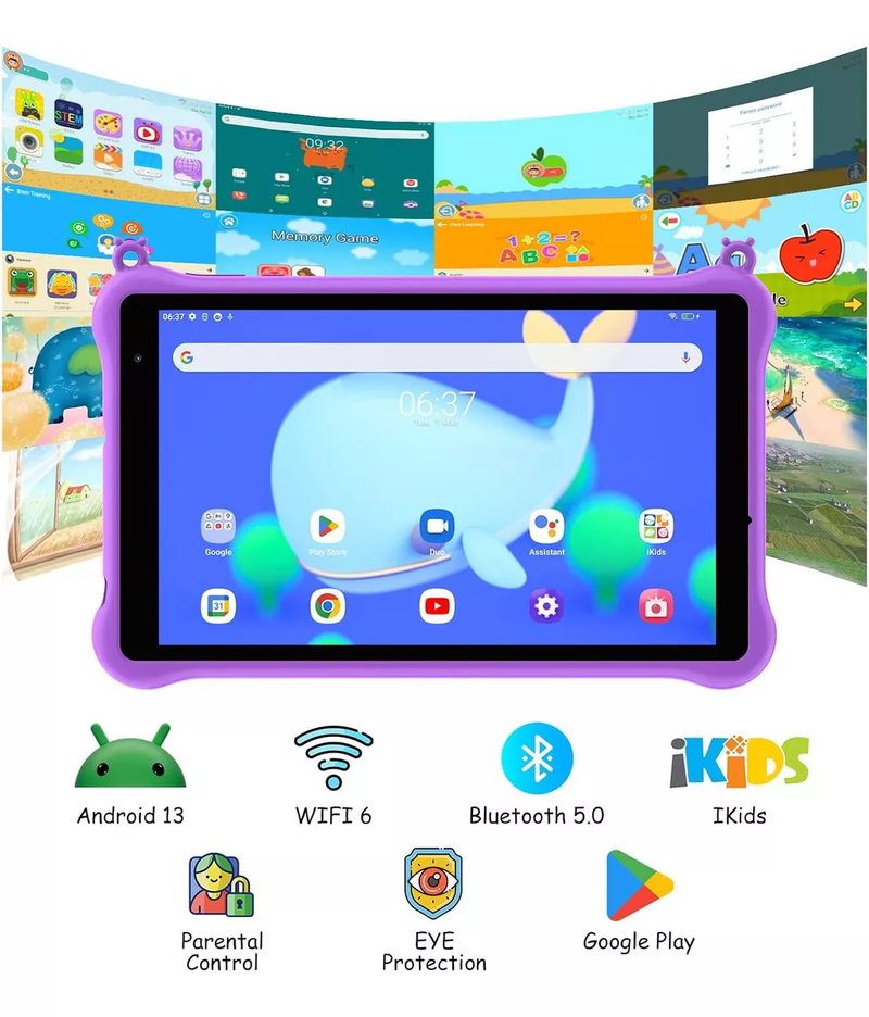 Tablet Blackview Kids de 8" 64GB Rom 5GB Ram 5580 mAh Android 12