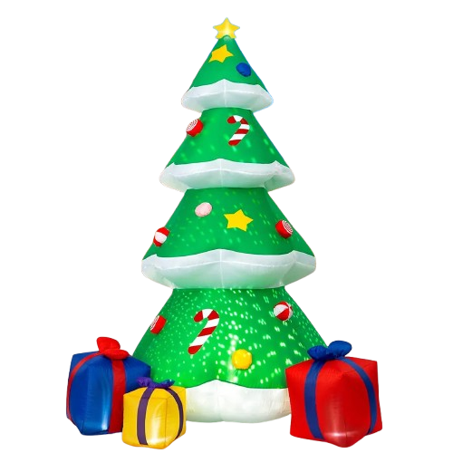 Decoración Navideña Inflable 2.1 m, Pino con Luces LED y Regalos Decorativos