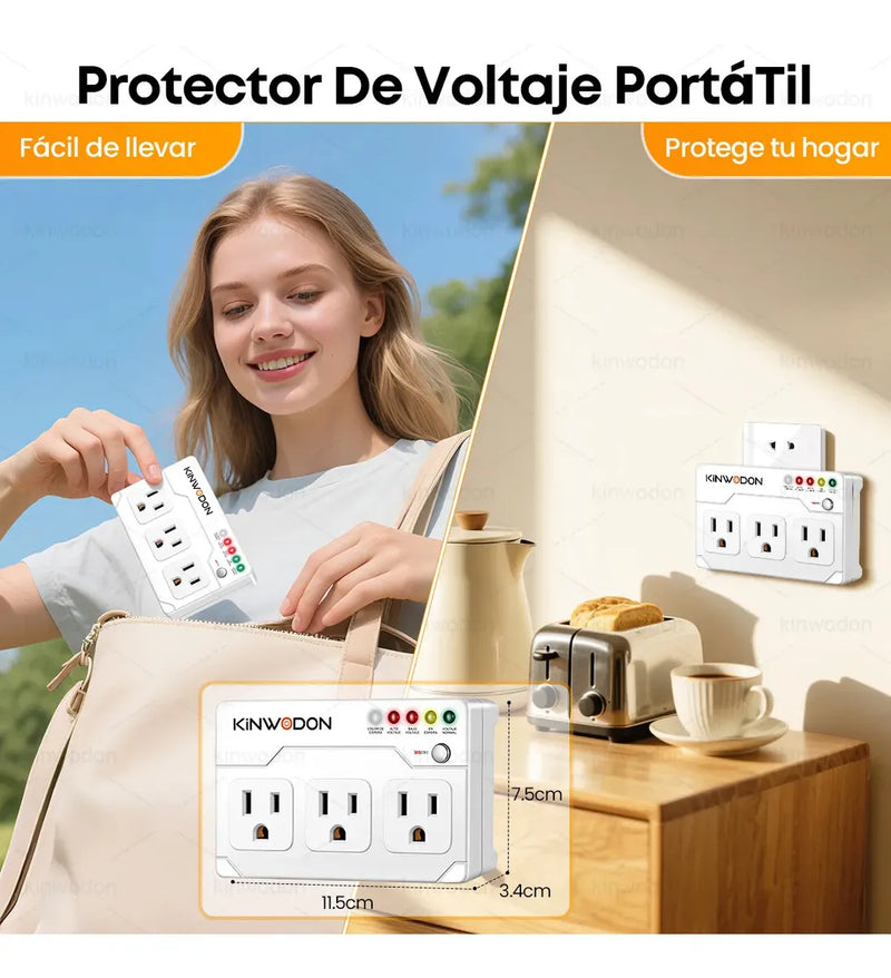 Protector de Voltaje 3800W 3 en 1 Kinwodon, Regulador para Equipos Electrónicos