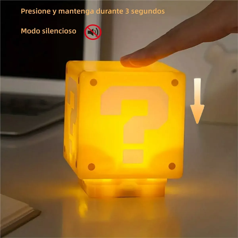 Lámpara LED en Forma de Bloque de Interrogación con Sonido Mario Bros