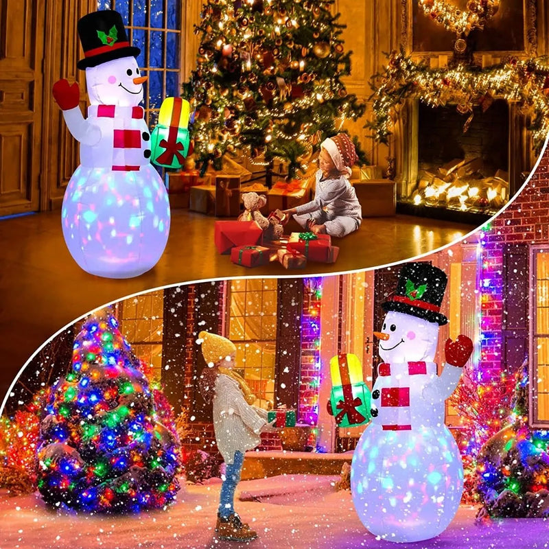 Muñeco de Nieve Inflable de Navidad con Luz LED, Decoración Navideña Exterior e Interior