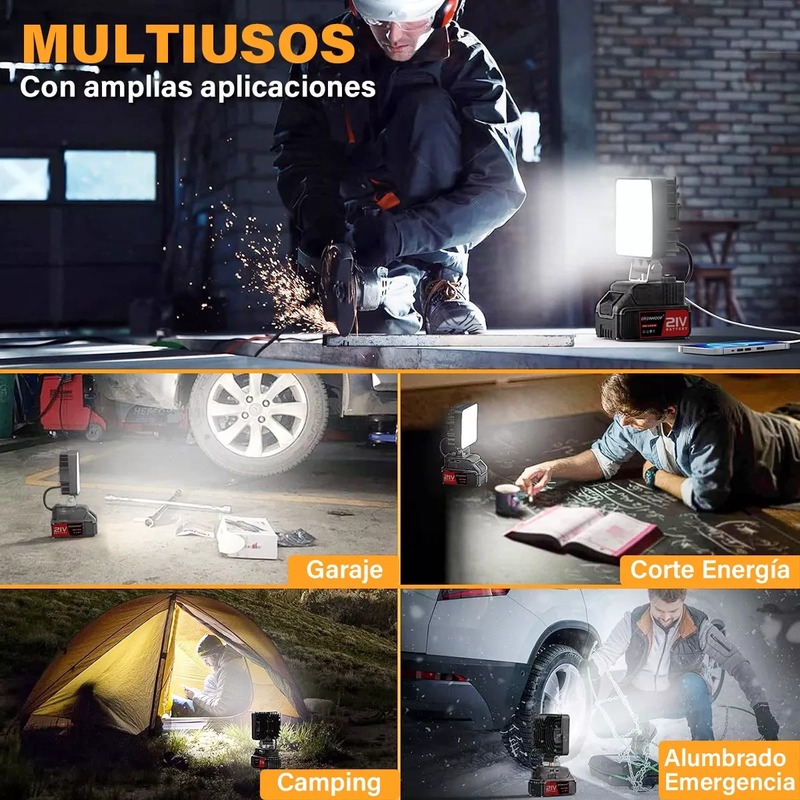 Lámpara LED Recargable de Trabajo o Camping de 3000 Lúmenes