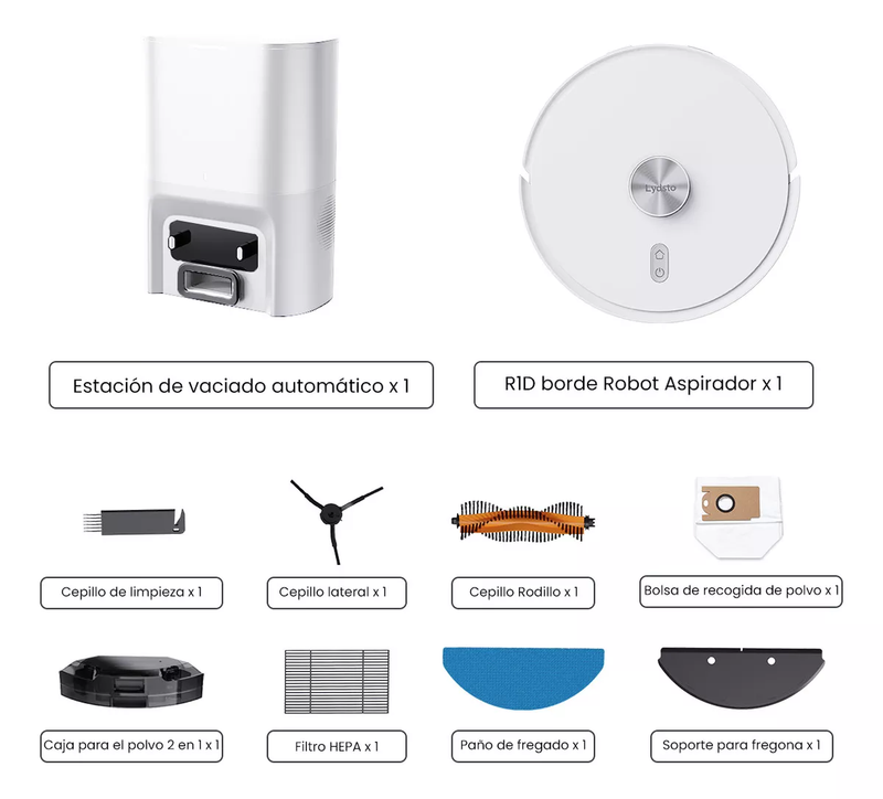 Aspiradora y Trapeadora Robot Inteligente Lydsto R1 EDGE con Autocarga 110V