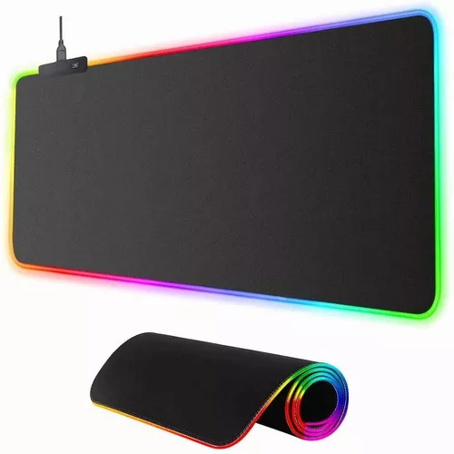 Mouse Pad Gamer RGB Antideslizante 80x30 cm Negro