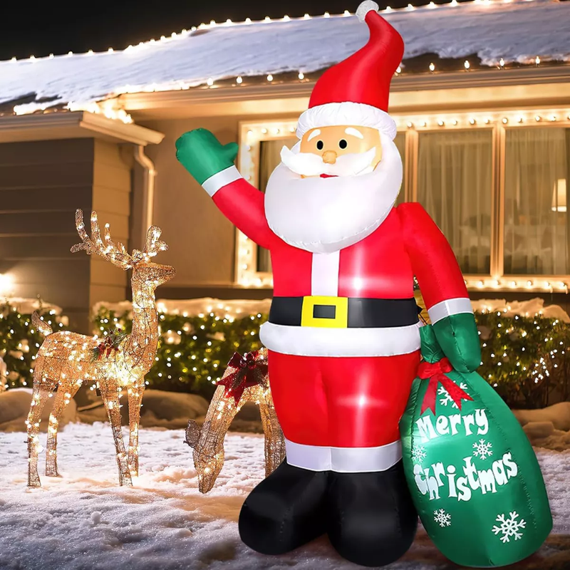 Inflable Navideño de Papá Noel de 2,4 Metros con Luz LED