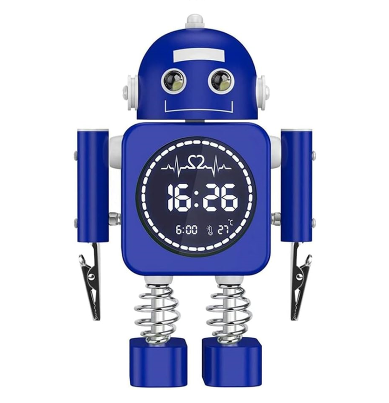 Reloj Despertador Robot de Metal con Pantalla Digital LED