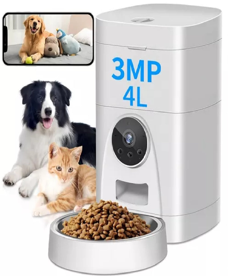 Alimentador Automático para Mascotas de 4L con Cámara 2K Wi-Fi 2.4G