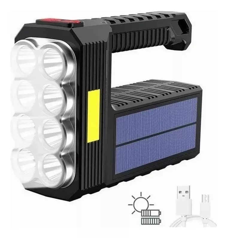 Lampara LED Táctica Solar Recargable USB Impermeable