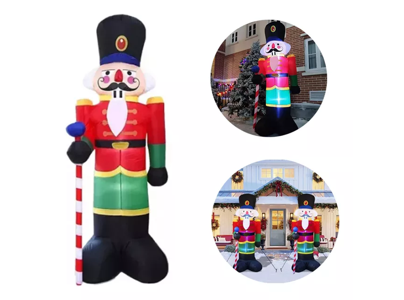 Inflable Navideño de Cascanueces con Luces LED de 2,4 Metros