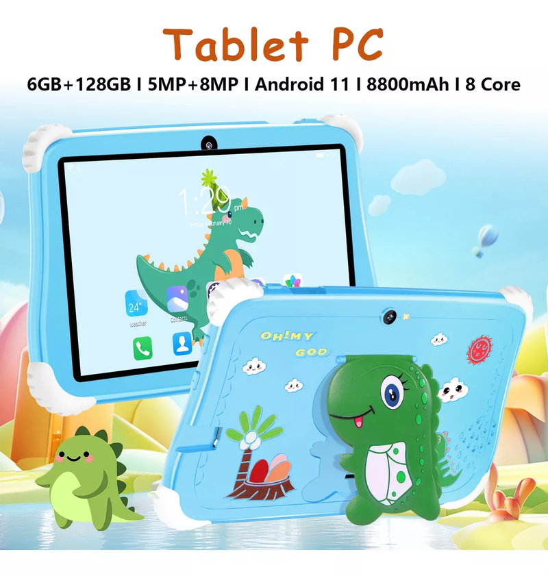 Tablet para Niños con Funda Android 11 6gb+128gb 7'' 8800 mAh