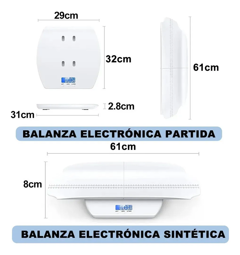 Bascula Digital Pediátrica Bebes LCD con Estadímetro 100kg