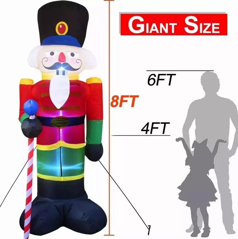 Inflable Navideño de Cascanueces con Luces LED de 2,4 Metros