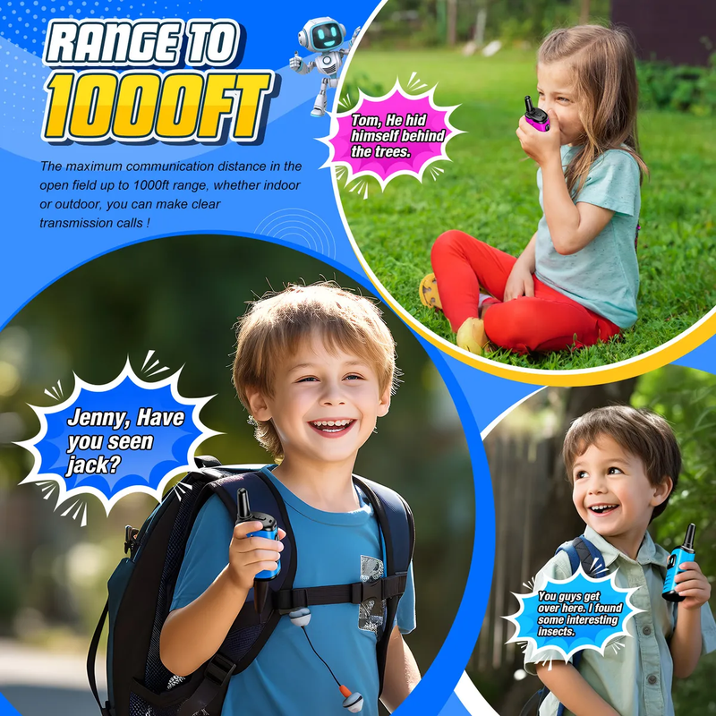 Kit de 3 Walkie Talkies para Niños 1000ft