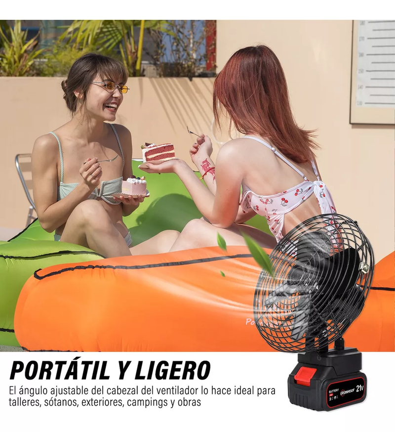 Ventilador Portátil Recargable Inalámbrico de 8 Pulgadas 30W