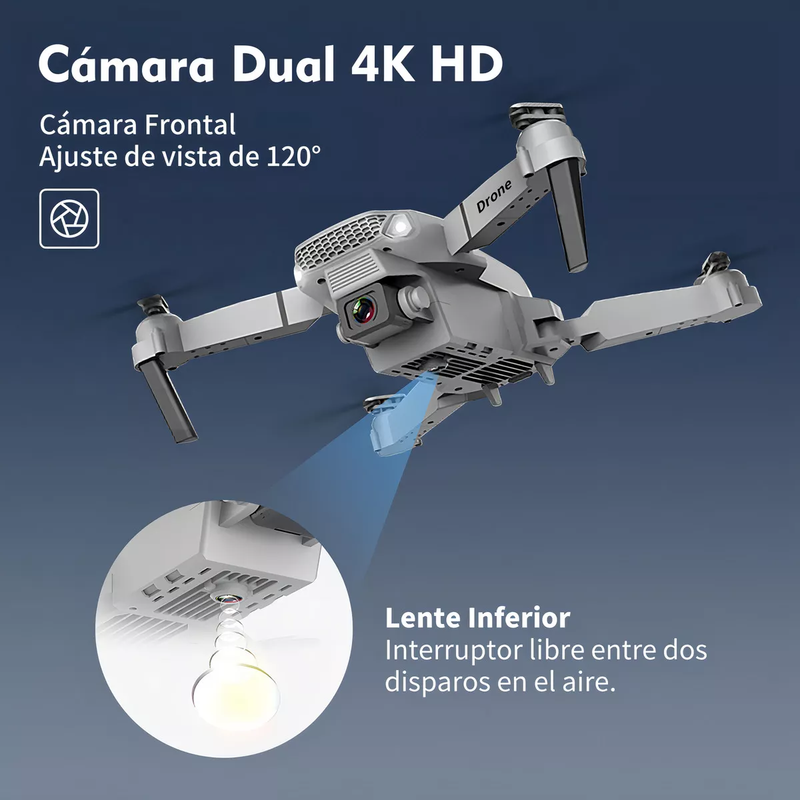 Drone con Cámara Dual y dos Baterías Ourlife AK Air2 color Gris