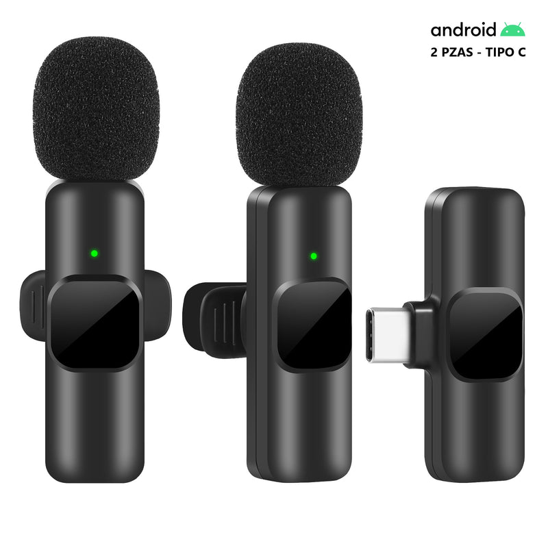 Micrófono Lavalier Inalámbrico Portátil para iPhone y Android