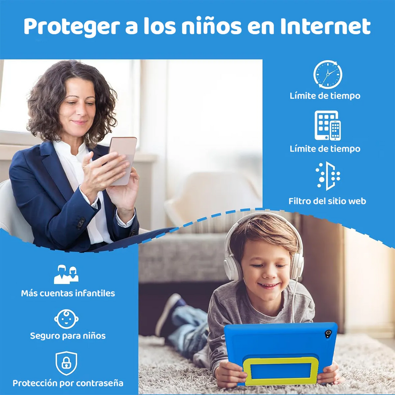 Tablet para Niños de 10.1 Pulgadas 8gb+64gb Andoid 14 con Funda