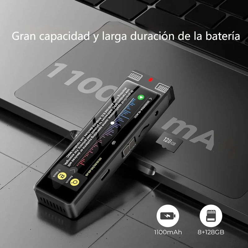 Grabadora de Voz 72GB con Reducción de Ruido y Pantalla Táctil
