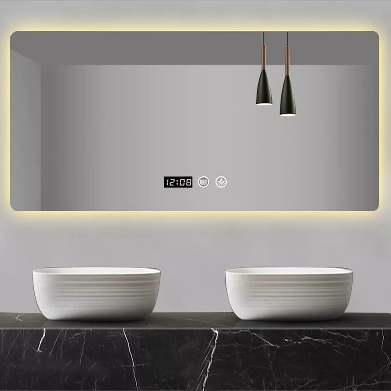 Espejo LED para Baño Touch de 50x70cm con 3 Modos de Luz y Reloj