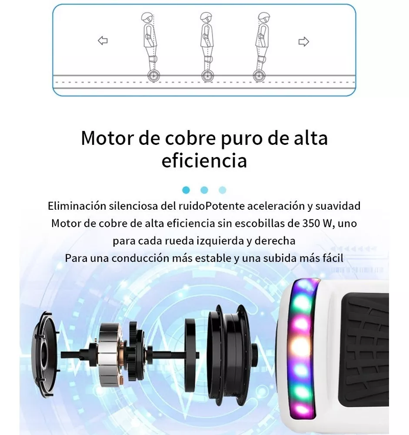 Hoverboard Patinete Eléctrica 6.5" con Bluetooth y Luces LED