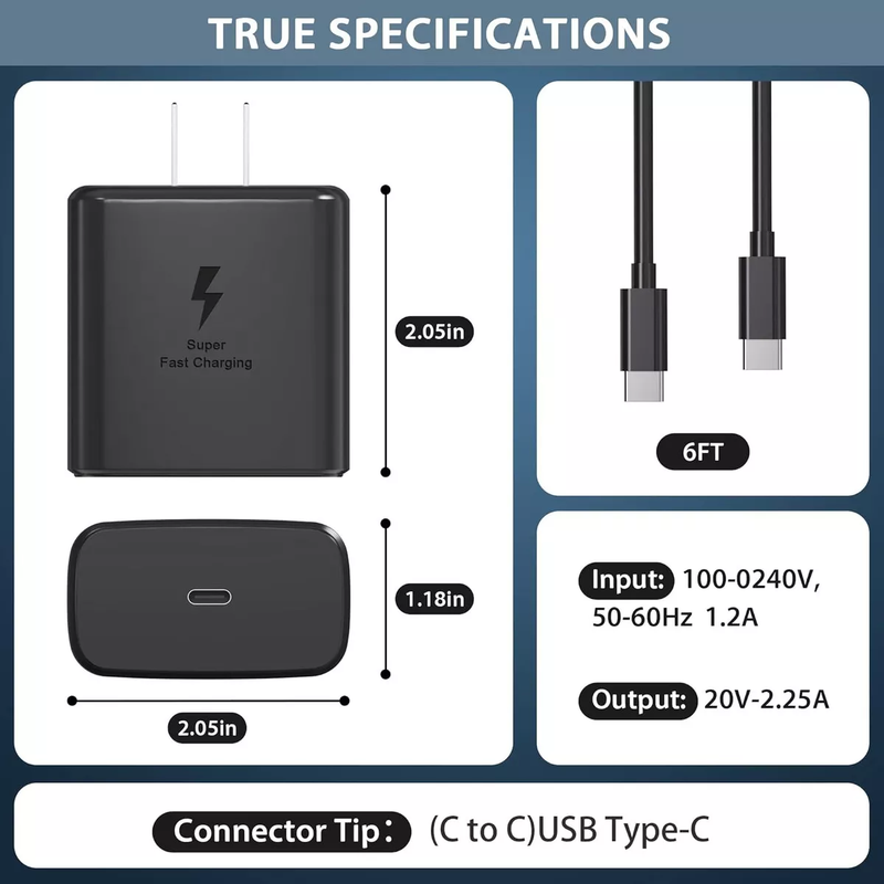 Super Cargador Rápido de 45W USB-C