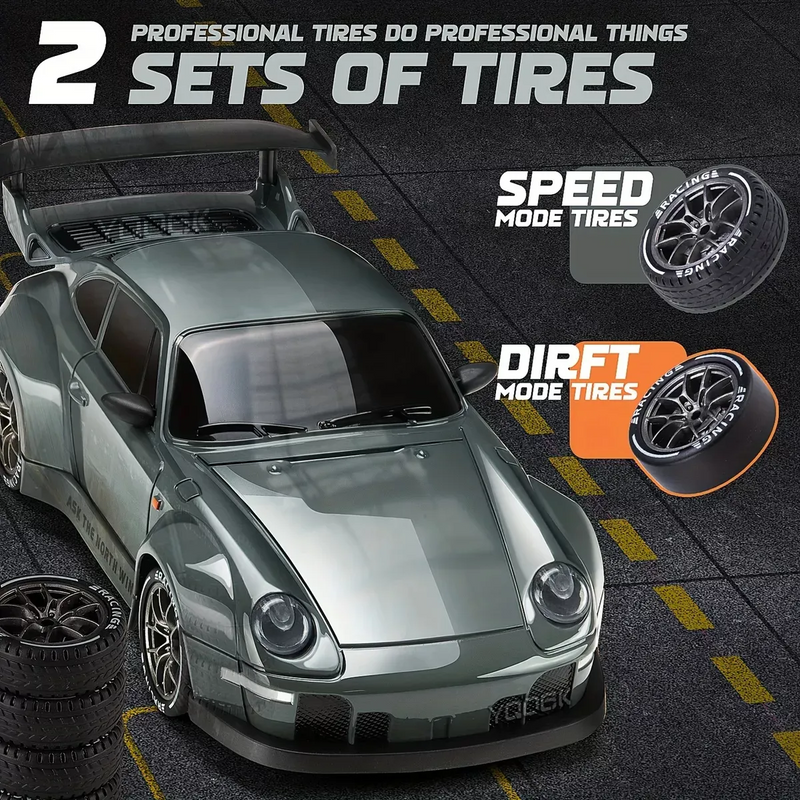 Coche RC de Drift 1:24 con dos Sets de Llantas y Luces LED 2.4GHZ