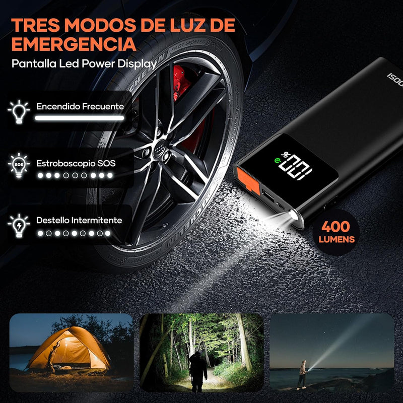 Arrancador Portátil de Batería de Coche 3000A Kayoosi con Pantalla LCD