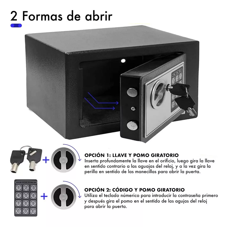 Caja Fuerte de Seguridad Electrónica con Código Digital y Llave