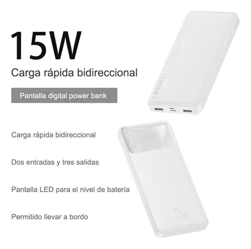 Power Bank de 10000 mAh Baseus 15W UCB-C con Pantalla Digital